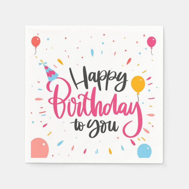 Guardanapo De Papel Feliz Aniversário Para Você (Frente)