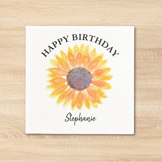 Guardanapo De Papel Feliz Aniversário Personalizado Amarelo de Sol (Criador carregado)