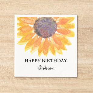 Guardanapo De Papel Feliz Aniversário Personalizado Girassol