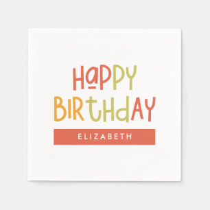 Guardanapo De Papel Feliz Aniversário Pré-Disquete Divertido Simples