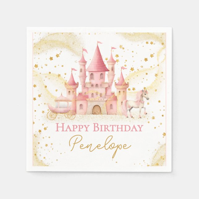 Guardanapo de papel Feliz Aniversário Princesa (Frente)