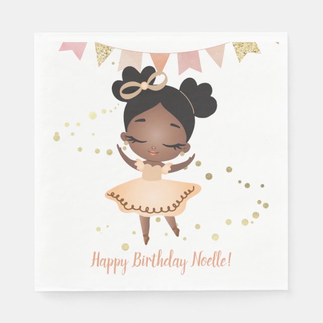 Guardanapo De Papel Feliz aniversário! Princesa Ballerina com Arco (Frente)