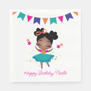 Guardanapo De Papel Feliz aniversário! Princesa Ballerina com Arco Ani