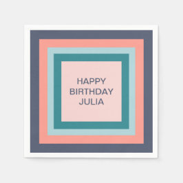 Guardanapo De Papel Feliz Aniversário, Quadrados de Paleta de Cores Pr