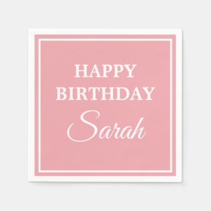 Guardanapo De Papel Feliz Aniversário Rosa Branco