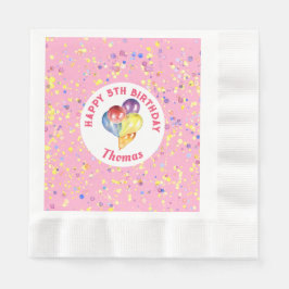 Guardanapo De Papel Feliz Aniversário Rosa Personalizado Balões de Con