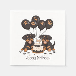 Guardanapo De Papel Feliz Aniversário Rottweiler Cães