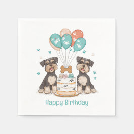 Guardanapo De Papel Feliz Aniversário Schnauzer Cães