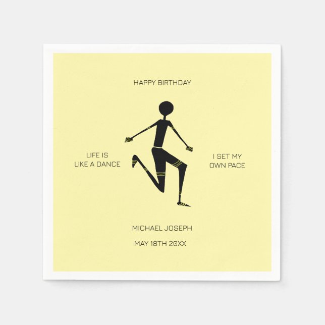 Guardanapo De Papel Feliz Aniversário Silhouette Atleta Queniano (Frente)