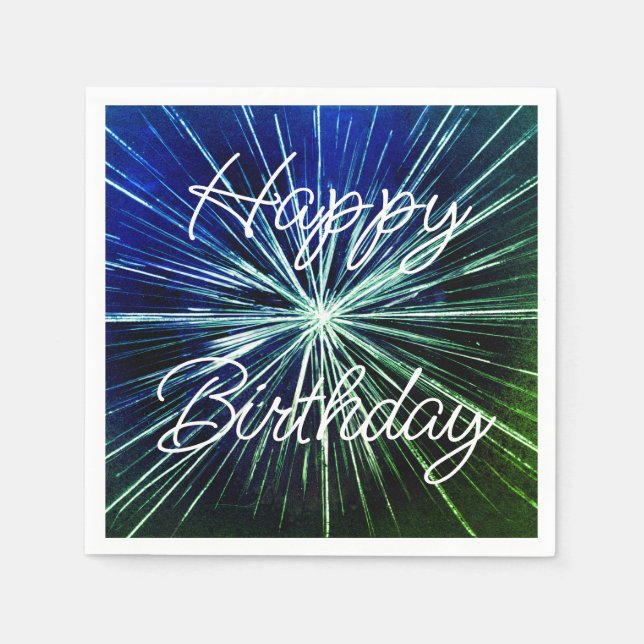 Guardanapo De Papel Feliz Aniversário Starburst (Frente)
