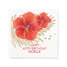 Feliz aniversário, Tropical Red Hibiscus e Folha D