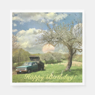 Guardanapo De Papel Feliz Aniversário Vintage Truck Sunset