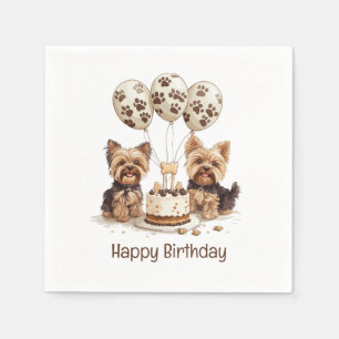 Guardanapo De Papel Feliz aniversário Yorkie Dogs