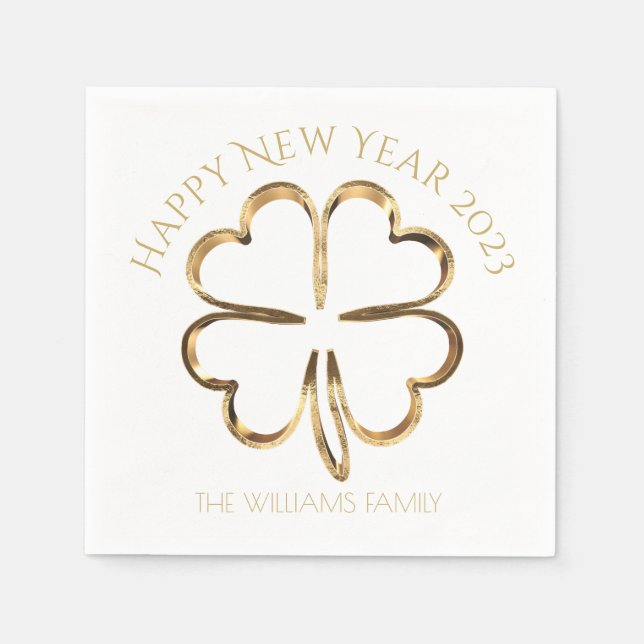 Guardanapo De Papel Feliz ano novo 2023 ou seu texto com quatro folhas (Frente)