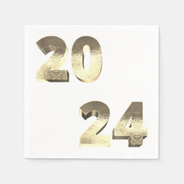 Guardanapo De Papel Feliz ano novo Dourado Faux Silver 2024