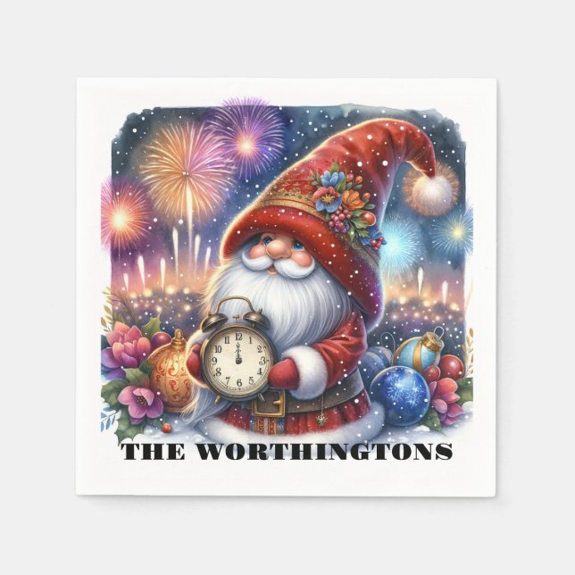 Guardanapo De Papel Feliz ano novo Gnome Napkins (Frente)