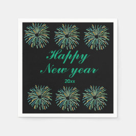 Guardanapo De Papel Feliz ano novo preto brilhante moderno