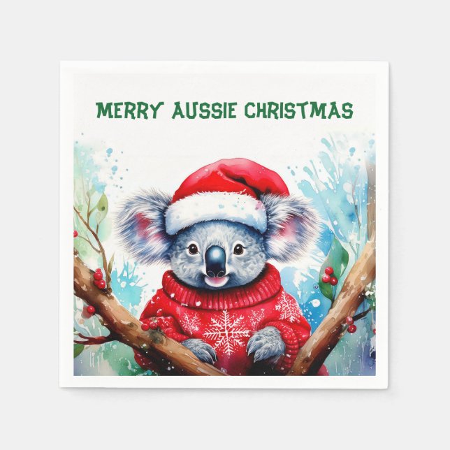 Guardanapo De Papel Feliz Aussie Christmas Koala (Frente)
