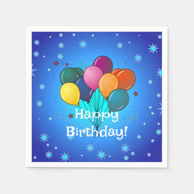 Guardanapo De Papel Feliz balões de aniversário (Frente)