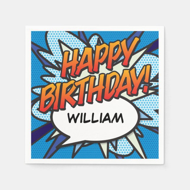 Guardanapo De Papel FELIZ BIRTHDAY - Bolha de Discurso Divertida Perso (Frente)