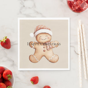 Guardanapo De Papel Feliz biscoito Gingercake com Santa Hat