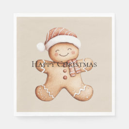 Guardanapo De Papel Feliz biscoito Gingercake com Santa Hat