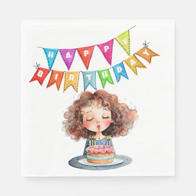 Guardanapo De Papel Feliz Bolo de Aniversário (Frente)