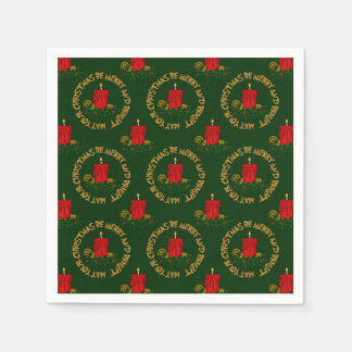 Guardanapo De Papel Feliz-Bright-Red Xmas Candle-