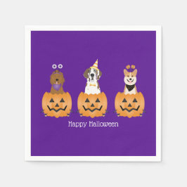 Guardanapo De Papel Feliz Cachorros De Halloween Em Pumpkins