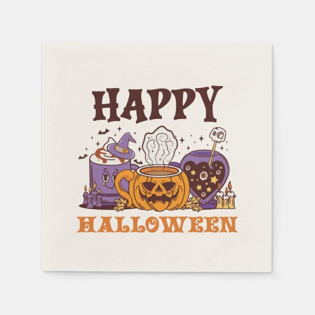 Guardanapo De Papel Feliz Café Halloween Breve (Frente)