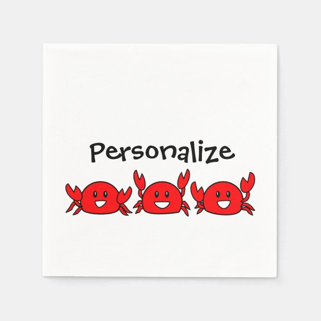 Guardanapo De Papel Feliz Caranguejo Vermelho (Frente)