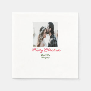 Guardanapo De Papel Feliz casal de Natal - adicione nome feliz holida