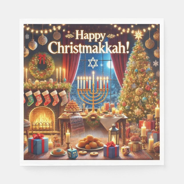 Guardanapo De Papel Feliz Christmakkah! (Frente)