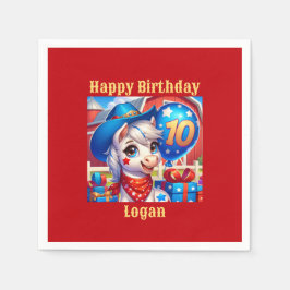 Guardanapo De Papel Feliz Cowboy Pony, 10 Anos