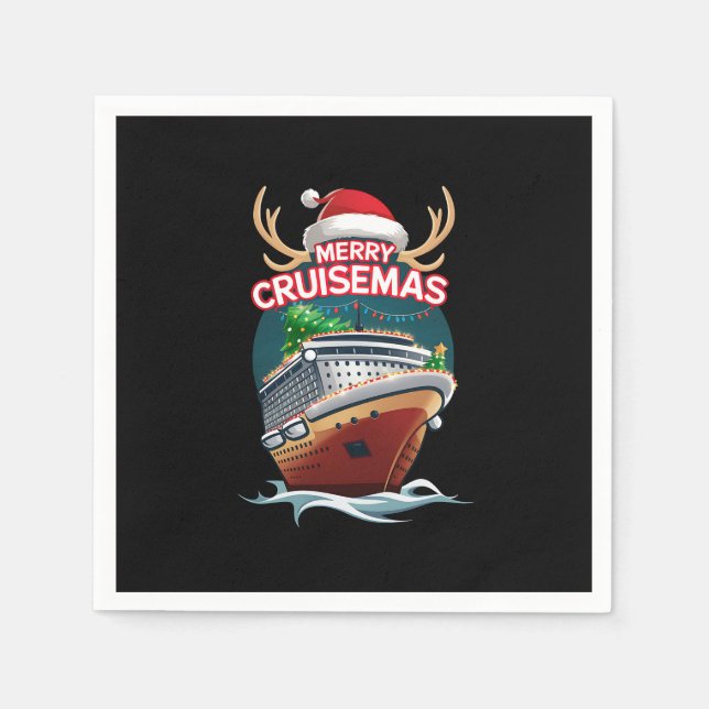Guardanapo De Papel Feliz Cruisemas Cruise Ship Family Christmas Funny (Frente)