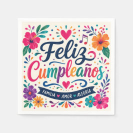 Guardanapo De Papel Feliz Cumpleaños Spanish Floral Fiesta
