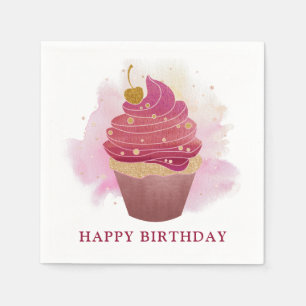 Guardanapo De Papel Feliz Cupcake de aniversário