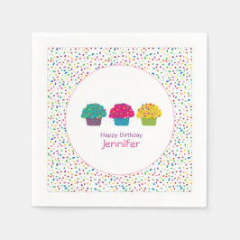 Guardanapo De Papel Feliz Cupcake de Fosco de aniversário