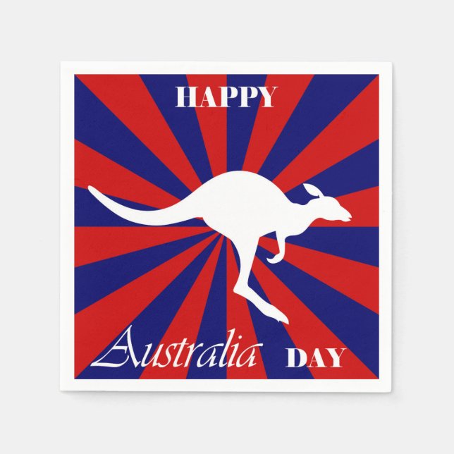 Guardanapo De Papel Feliz Dia da Austrália - Canguru Australiano (Frente)