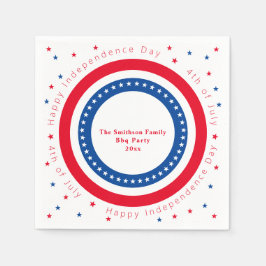 Guardanapo De Papel Feliz Dia da Independência Vermelho White Stars