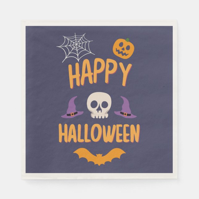 Guardanapo De Papel Feliz Dia das Bruxas assustador design de morcegos (Frente)