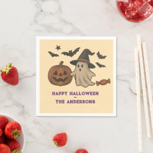 Guardanapo De Papel Feliz Dia das Bruxas - Fantasmas, Morcegos e Doces