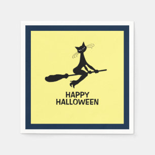 Guardanapo De Papel Feliz Dia Das Bruxas, Gato De Broomstick
