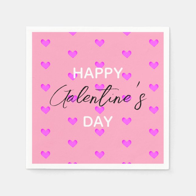 Guardanapo De Papel Feliz Dia das Galentinas Felizes Corações Rosa (Frente)