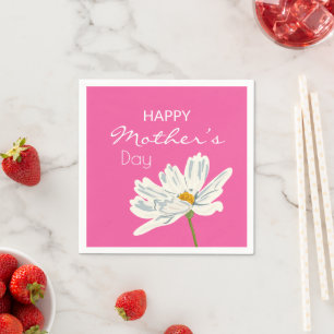 Guardanapo De Papel Feliz Dia das Mães Flor Artístico Branco