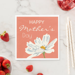 Guardanapo De Papel Feliz Dia das Mães Flor Artístico Branco