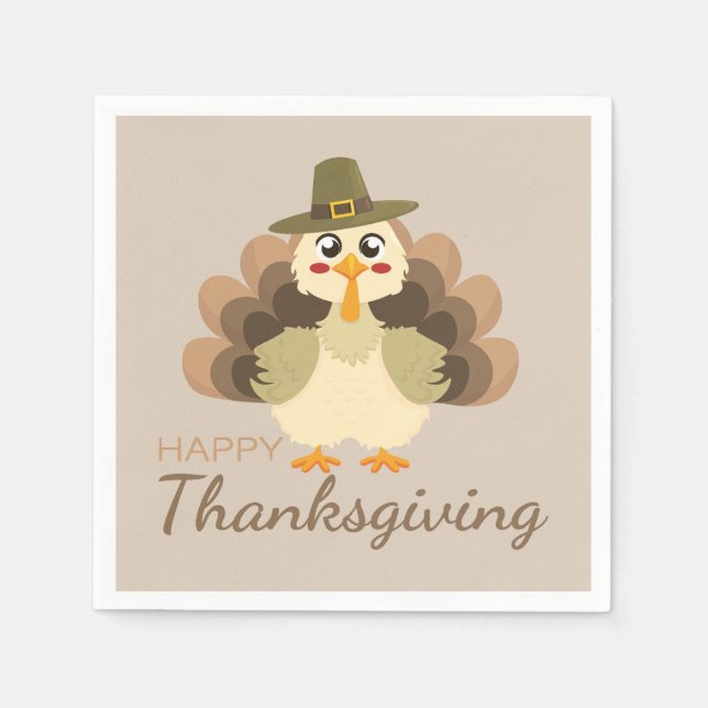 Guardanapo De Papel Feliz Dia de Ação de Graças à Turquia (Frente)