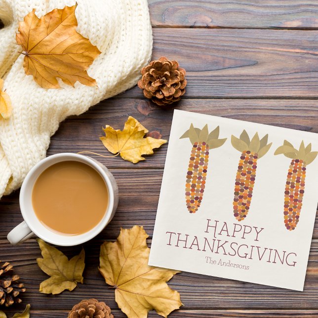 Guardanapo De Papel Feliz Dia de Ação de Graças de Milho ou Milho Indi (Criador carregado)