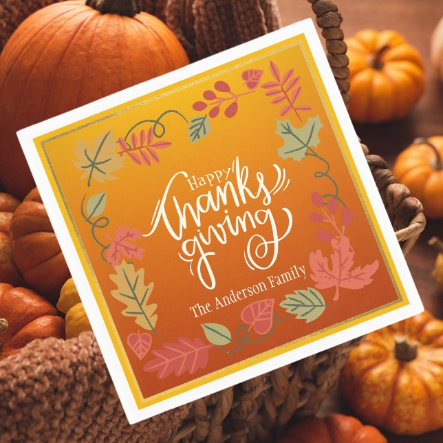 Guardanapo De Papel Feliz Dia de Ação de Graças de outono (Criador carregado)