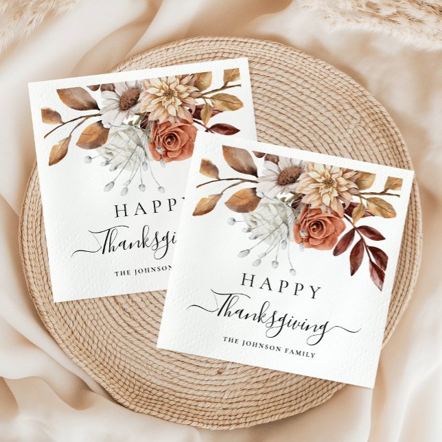 Guardanapo De Papel Feliz Dia de Ação de Graças de Queda Elegante (Elegant Fall Happy Thanksgiving Napkins)